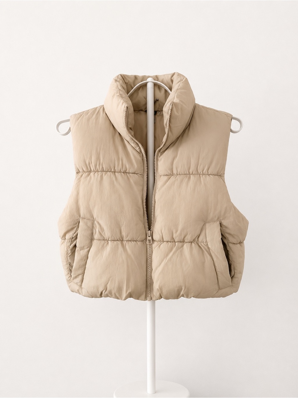 H&M Neutral Beige Padded Sleeveless Vest